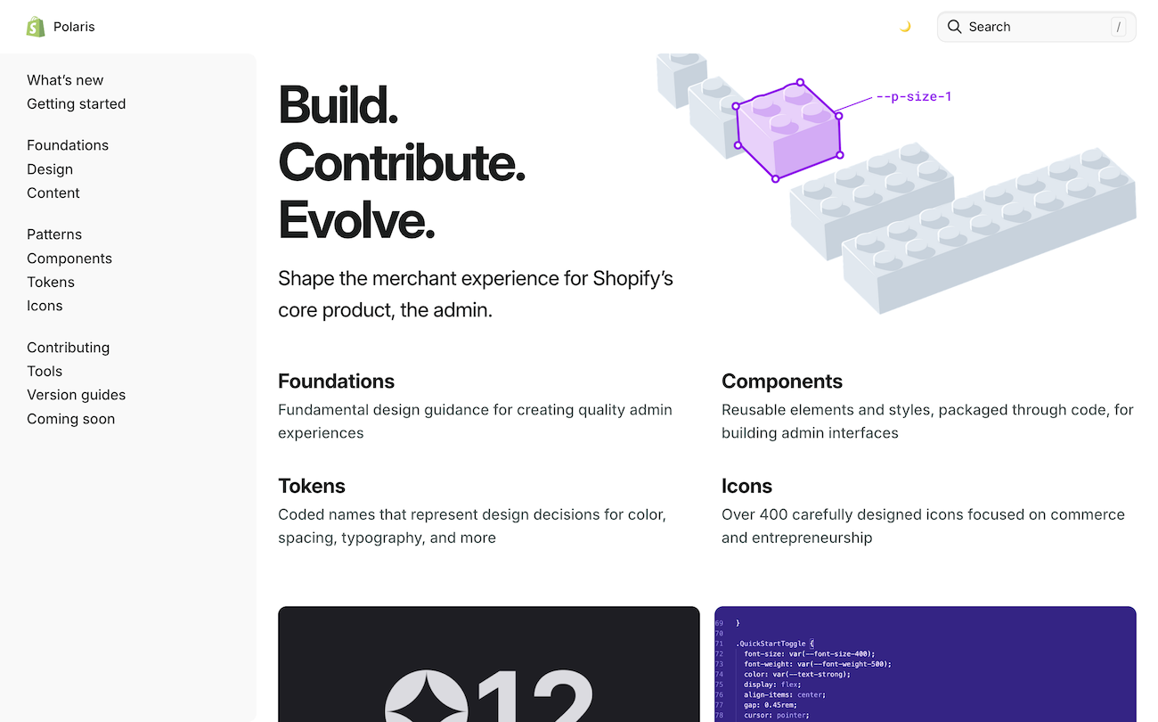 Shopify Polaris Website